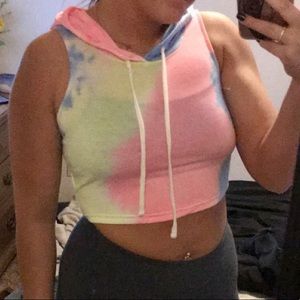 Tie dye hooded crop top